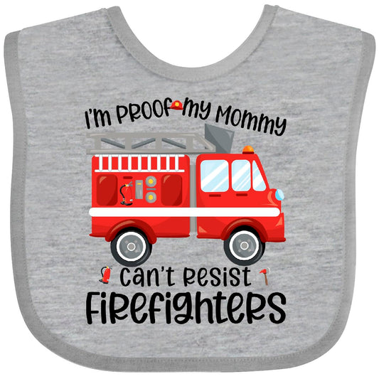 inktastic Firefighter Daddy Baby Fireman Baby Bib Heather Grey 42a55